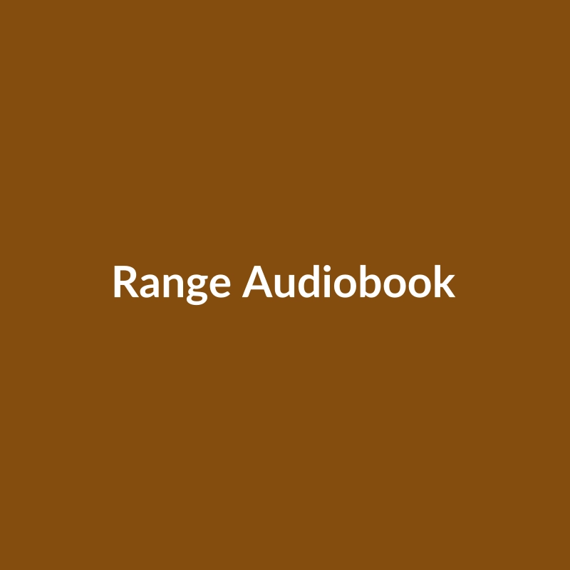 Audiobook cover for 'Range' by David Epstein, a non-fiction book about the advantages of generalists.