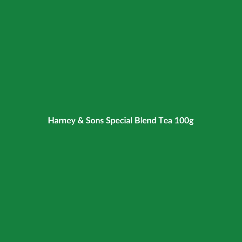 Harney & Sons Special Blend Tea 100g package, featuring organic and vegan certification.